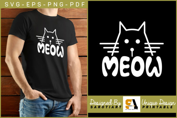 Cat T-shirt Funny Meow Svg Graphic for Crafts and Graphics