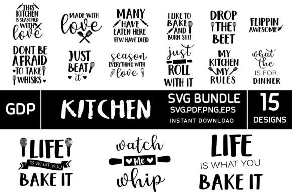 Funny Kitchen SVG Bundle for Crafts and Graphics
