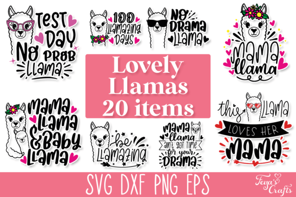 Funny Llama SVG Quotes Bundle Graphics for Crafts
