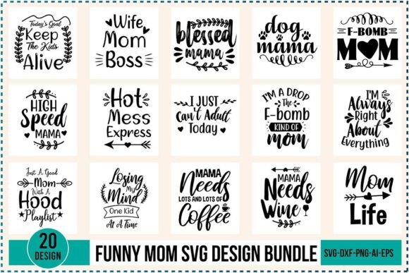 Funny Mom Svg Design Bundle for Crafts and Graphics