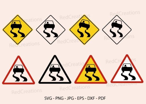 Slippery When Wet Road Svg